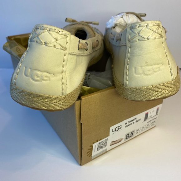 NWOT Nubuck UGG Slip On Chivon Moccasin Espadrilles Cream Women 8.5 - Picture 4 of 8